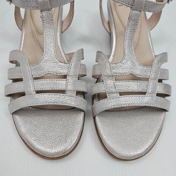 Sofft Scarlet Sandal Womens 8.5 Metallic Champagne Leather Strappy Wedge Comfort - Picture 7 of 16